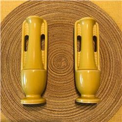 Rare Matching Pair of Golden Yellow Color, 1930's Art Deco Pottery Bud Vases
