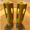 Image 2 : Rare Matching Pair of Golden Yellow Color, 1930's Art Deco Pottery Bud Vases