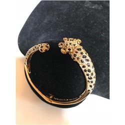 Designer Kate Spade Enamel Gold Plate Little Cheetah Cuff Bracelet