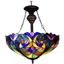 Victorian 2 Light Inverted Ceiling Pendant Fixture 18" Shade