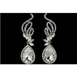 Clear Czech Crystal Teardrop Rhinestone Costume Earrings