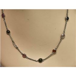 39.68ctw Tourmaline & Sterling Silver 36" Station Necklace