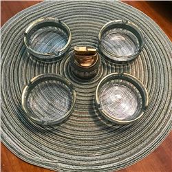 Green Wedgwood Set, Jeanette Hellenic Grecian Classic Glass Ashtray Coasters & Jasperware Lighter