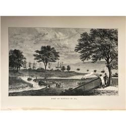 19thc Wood Engraving, Port of Buffalo 1815, New York