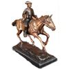 Image 2 : Signed PJ Mene French Soldier on Horse Bronze Marble Sculpture Statue Figure