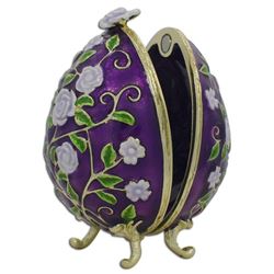 Purple Garden Flowers Royal Inspired Russian Easter Egg 2.75 Inches