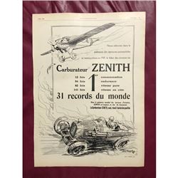 1920's Magazine Advertisement, Zenith Carburateur, Vintage Race Car, Aeorplane