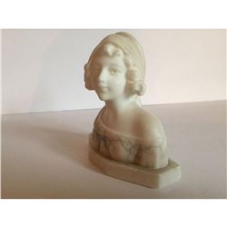 Lovely Small Italian Alabaster Bust of a Young Girl