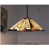 Image 3 : "DENTON" Tiffany-style 2 Light Mission Hanging Pendant Fixture 16"