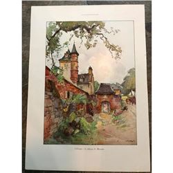 1920's Illustration Print of Le Chateau de Maussac, Collonges France