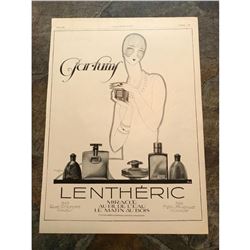 Original 1920's Art Deco French Advertisement, Lentheric Parfums