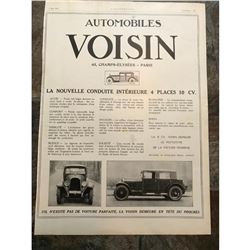 1920's French Automobile Advertisements, Studebaker & Voisin