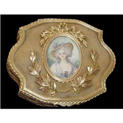 Signed French Miniature Dore Jewel Box