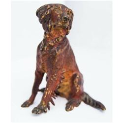 Early 1900's Miniature Vienna Cold Painted Bronze Setter Spaniel Dog Figure