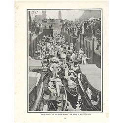 Early 20thc English Edwardian Book Plate Print, Ascot Sunday, River Thames