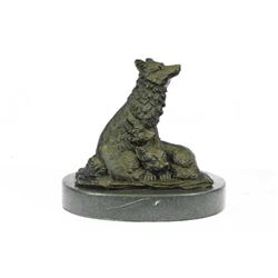 Mother Wolf and Cubs Bronze Sculpture 4.5" x 5"