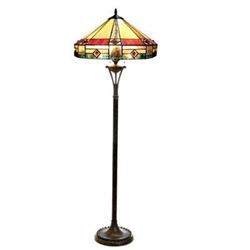 "RIDLEY" Tiffany-style 2 Light Mission Floor Lamp 18" Shade