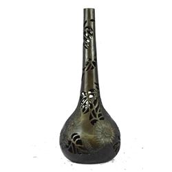 Floral Bronze Art Noveau Decorative Vase 15" x 6"