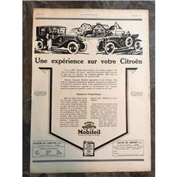 Original 1926 French Advertisement, Citroen & Mobiloil