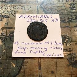 Ancient Roman Bronze Coin, Maximianus Herculius ( 286 - 305 AD )