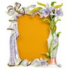 Image 1 : Orchid Flowers Enameled Russian Antique Style Picture Frame 7 Inches