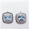 Image 1 : Silver Blue Topaz(2.6ct) Cubic Zirconia Earrings, Suggested Retail Value $240 (Estimated Selling Pri