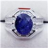 Image 1 : Silver Men'S Sapphire Cubic Zirconia Ring, Suggested Retail Value $600 (Estimated Selling Price from