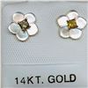 Image 1 : 14K Yellow Gold Yellow Diamond(0.09ct) W/ Mother Of Pearl Earrings, Made in Canada, Suggested Retail