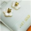 Image 3 : 14K Yellow Gold Yellow Diamond(0.09ct) W/ Mother Of Pearl Earrings, Made in Canada, Suggested Retail