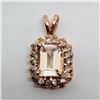 Image 1 : 14K Rose Gold Morganite(1ct) Diamond(91-i3,g-h,0.2ct) Pendant, Insurance Value $2058 (Estimated Sell
