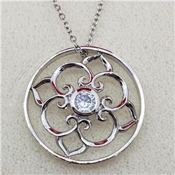 Silver Cubic Zirconia With Chain Pendant