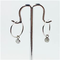 14K White Gold Diamond Hoop(0.45ct) Brilliant Cut Earrings (~weight 0.45g), Made in Canada, Appraise