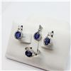 Image 2 : Silver Sapphire Cubic Zirconia Earring, Pendant, Ring Set (~weight 10g), Suggested Retail Value $600