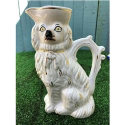 Mid 19thc English Staffordshire Spaniel Dog Porcelain Pitcher