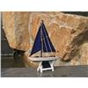 Image 12 : Wooden It Floats 12" - Blue Floating Sailboat Model with Blue Sails