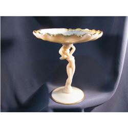 Art Deco Nude Cambridge Glass Crown Tuscan Compote Pedestal