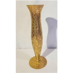 Vintage Gold Pressed Glass Bud Vase