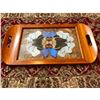 Image 1 : Vintage Art Deco Butterfly Wing & Inlaid Wood Tray