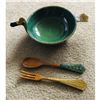 Image 1 : Large Mid Century Modern Ceramic Set, Bitossi Duck Serving Bowl & Utensils