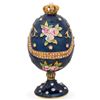 Image 1 : Royal Crown with Flowers Blue Enamel Inspired Russian Egg 4.5 Inches
