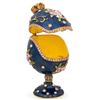 Image 2 : Royal Crown with Flowers Blue Enamel Inspired Russian Egg 4.5 Inches