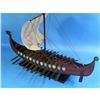 Image 8 : Wooden Viking Drakkar Model Boat 14"