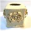 Image 1 : Bisque Porcelain Roses Floral Tissue Box Cover