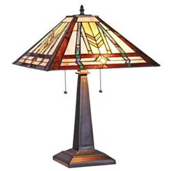 Tiffany-style Victorian 2 Light Table Lamp 16" Wide