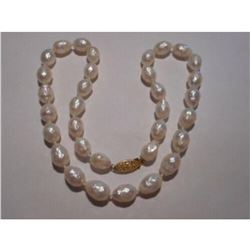 Rare Faceted 12 X 10mm Cultured Pearls 14kt Gold 18"