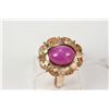 Image 1 : Ladies 10kt yellow gold and cabochon star ruby gemstone ring