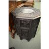 Image 1 : Octagonal antique Oriental hand carved occasional table with ebonized finish