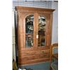 Image 1 : Antique style two door hand carved wardrobe with bevelled glass panels and three drawer base