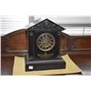 Image 1 : Antique slate mantle clock with Roman numeral dial and Corinthian column, movement working at time o