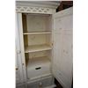 Image 2 : French country style modern pine two door chiffarobe with one side fitted with shelves and the other